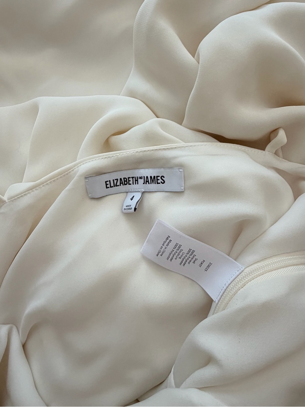 Elizabeth and James Cream Draped Silk Maxi Dress Size 4
